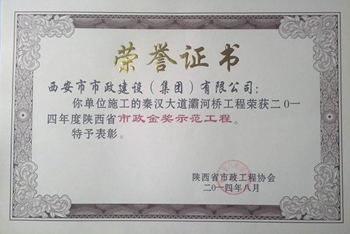 秦汉大道灞河桥工程省级asiagame金杯树模工程