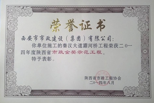 秦汉大道灞河桥工程省级asiagame金杯树模工程